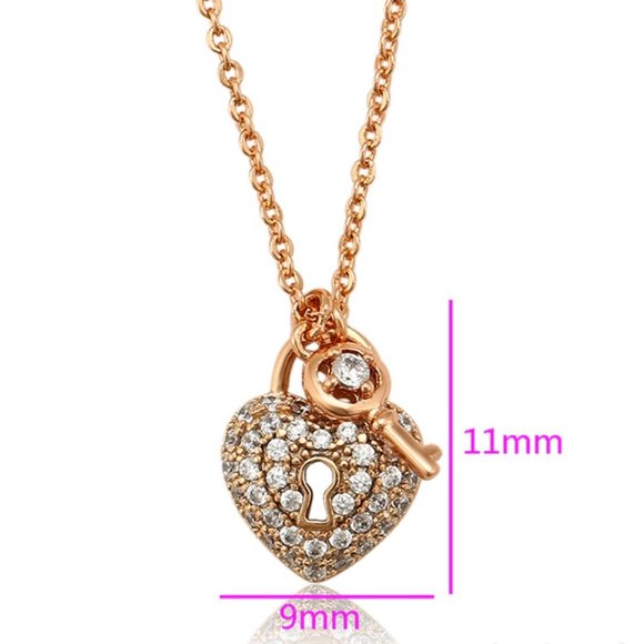 Key to My Heart Rose Gold 18KGP Necklace - Picture 2 of 10